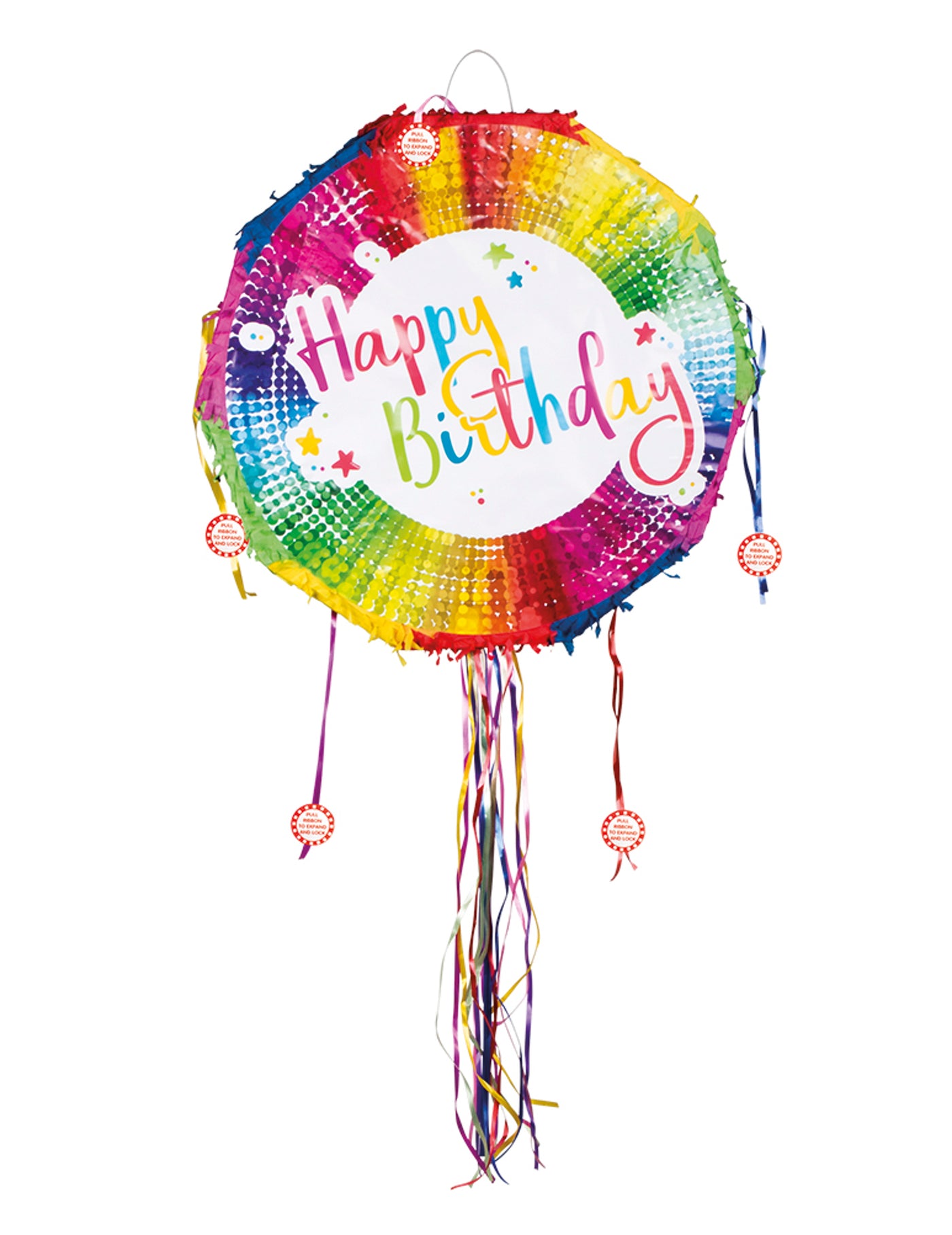 Piñata ronde multicolore Happy Birthday 40 cm