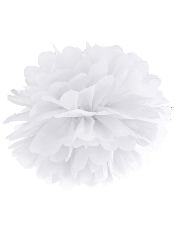 Pompon à suspendre en papier blanc 35 cm