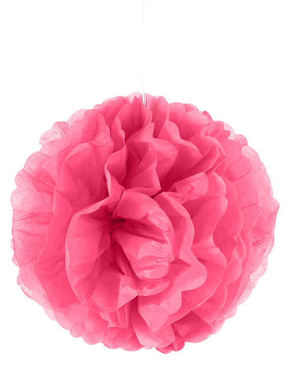 Pompon à suspendre en papier fuchsia 35 cm