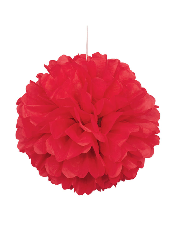Pompon à suspendre en papier rouge 40 cm