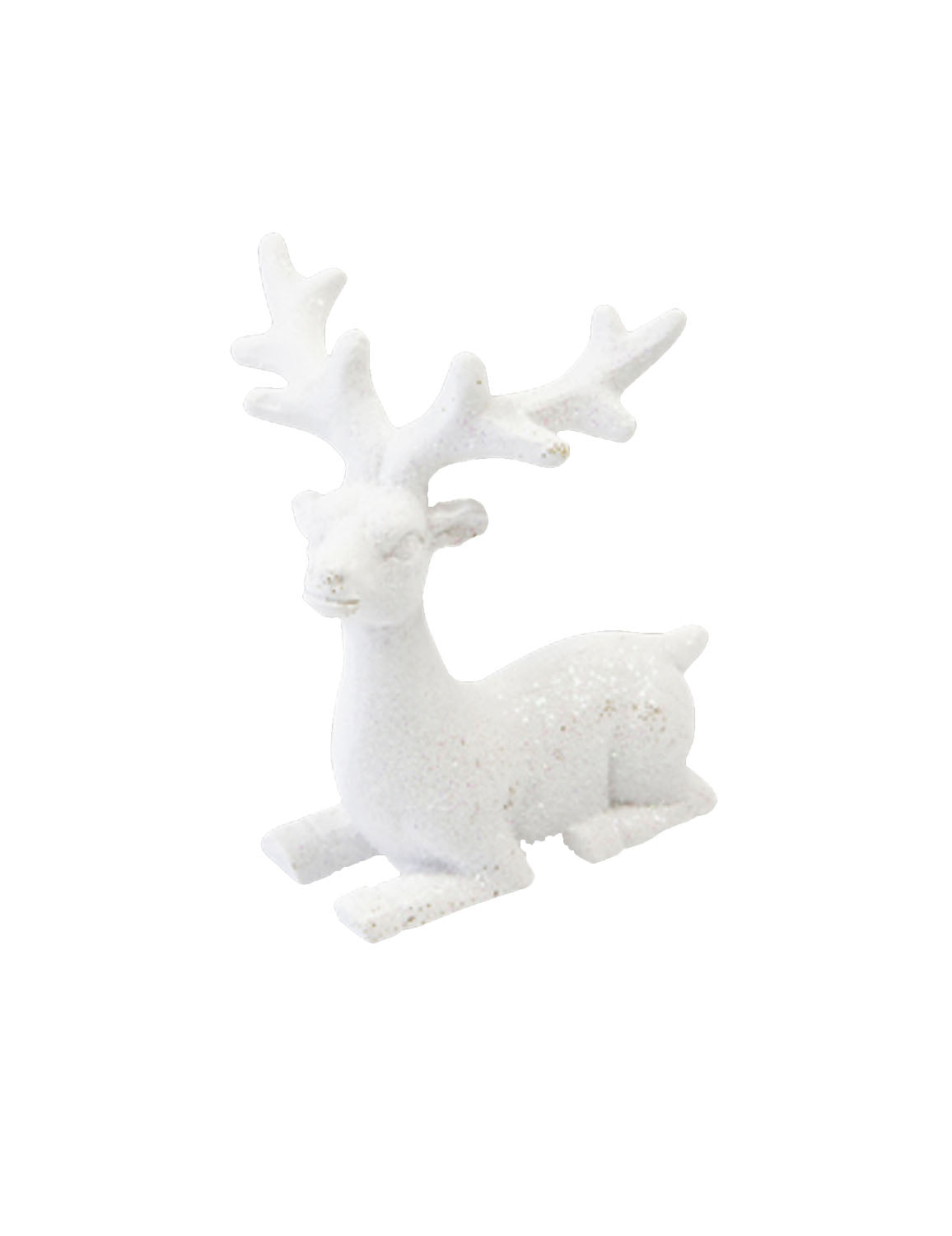 Renne en résine blanc paillette 6,6 cm