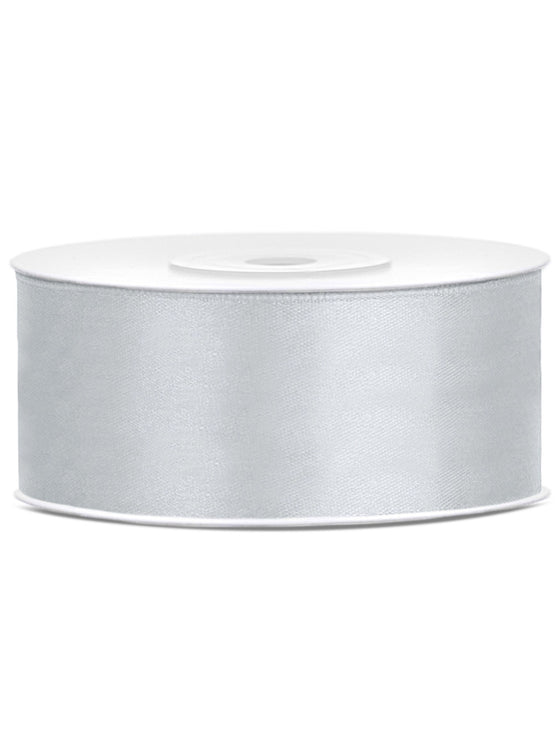 Ruban satin argent 2,5 cm x 25 m pour décoration