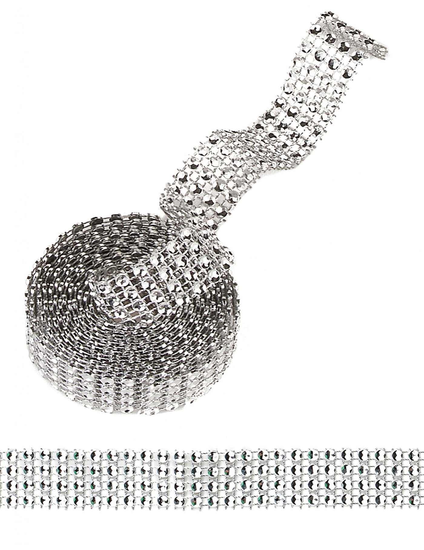 Ruban strass argent 1,8 m x 2 cm