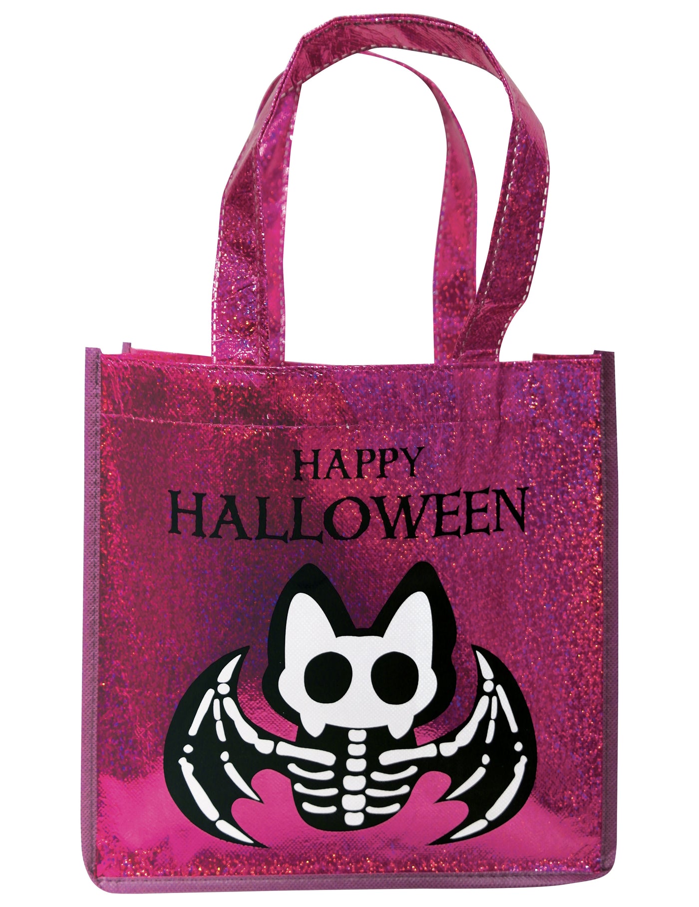 Sac à paillettes rose chauve-souris squelette