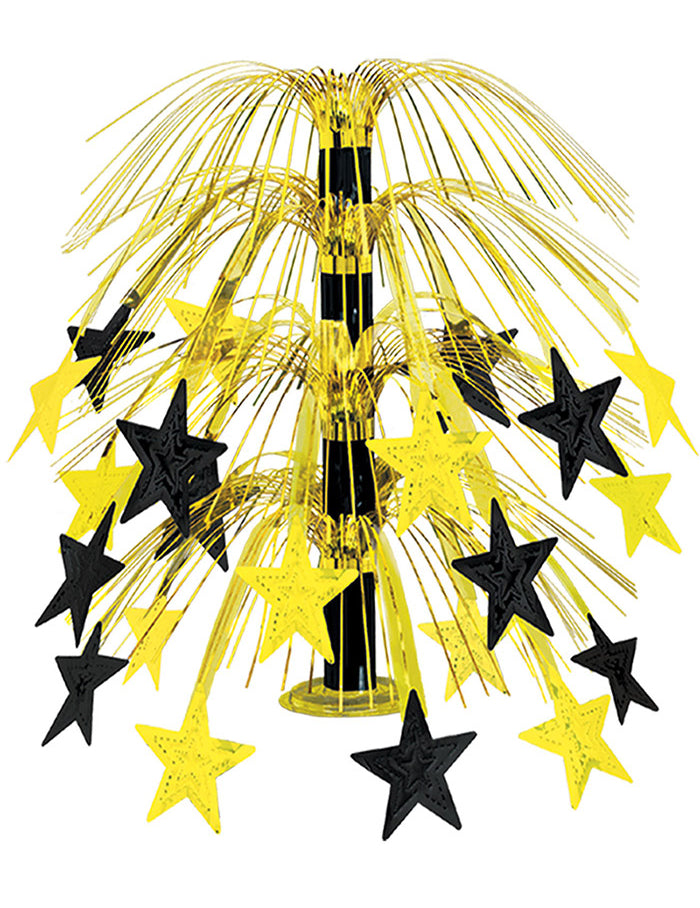 Centre de table étoiles noires et dorées 45,7 cm