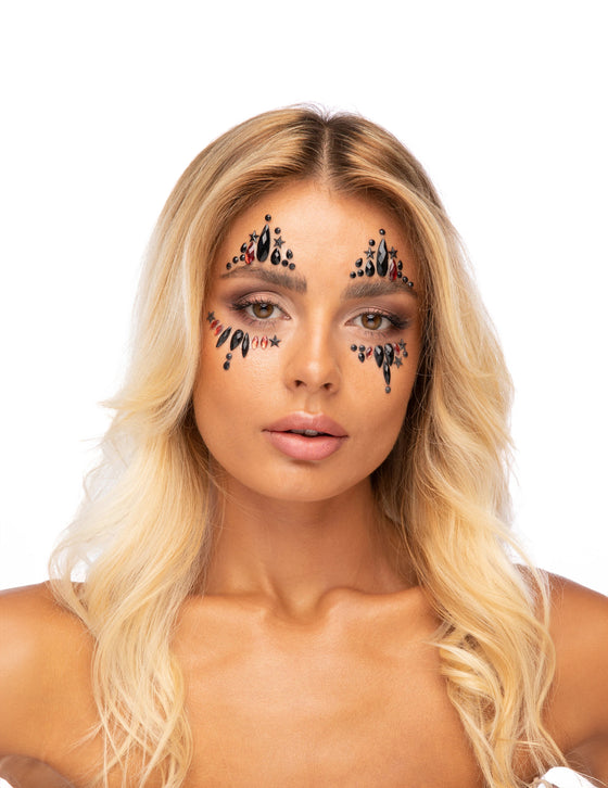 Strass adhésifs pour visage arlequine du mal