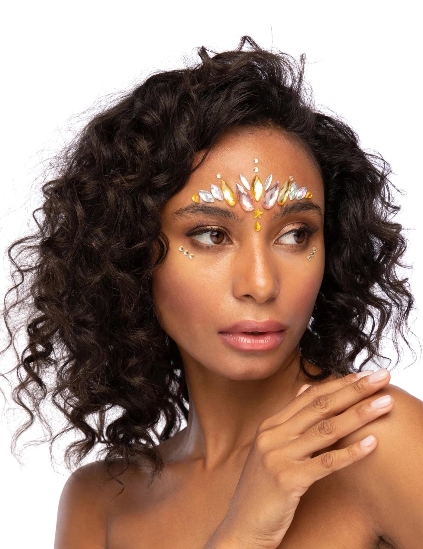 Strass adhésifs pour visage déesse dorée