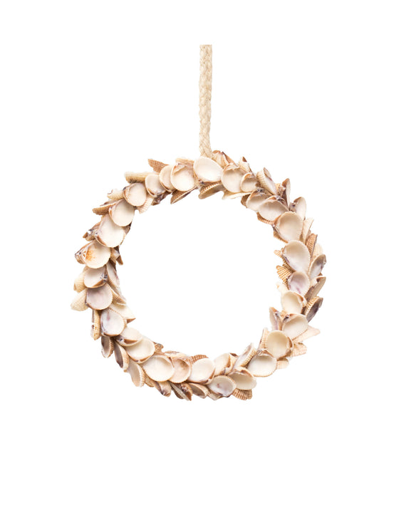 Suspension couronne de coquillages blancs 12 cm déco marine