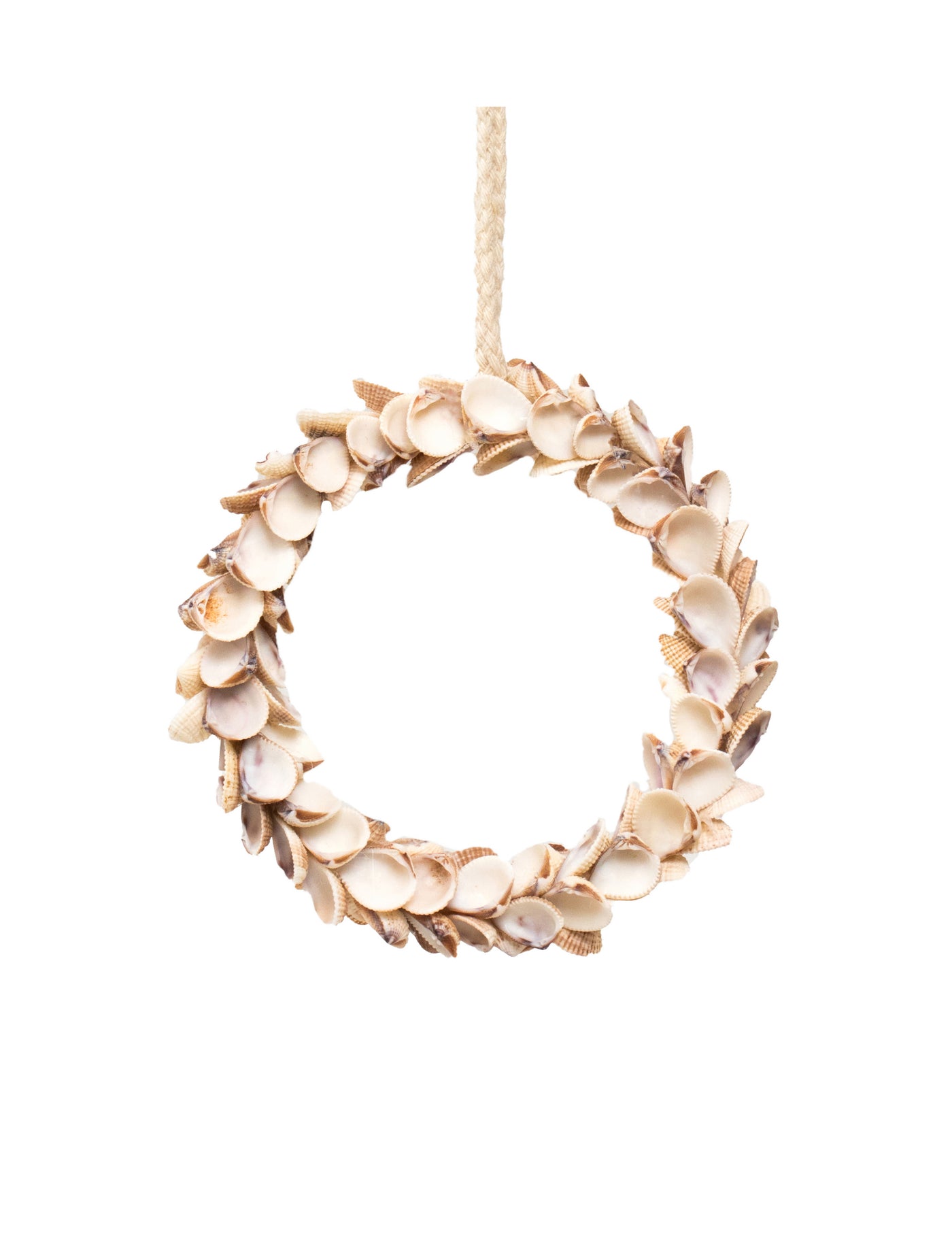 Suspension couronne de coquillages blancs 12 cm déco marine