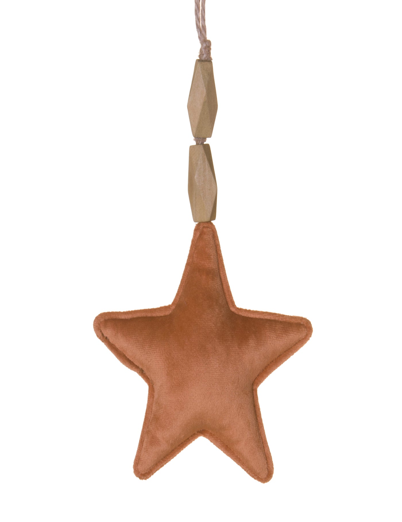 Suspension étoile en velours terracotta 15 cm avec cordelette