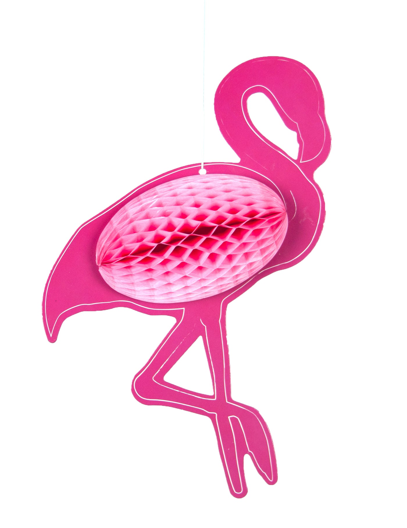 Suspension flamant rose alvéolée 31 x 17 cm en papier