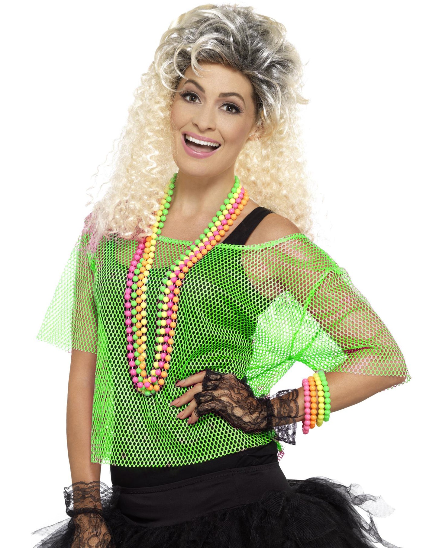 T-shirt court résille vert années 80 femme