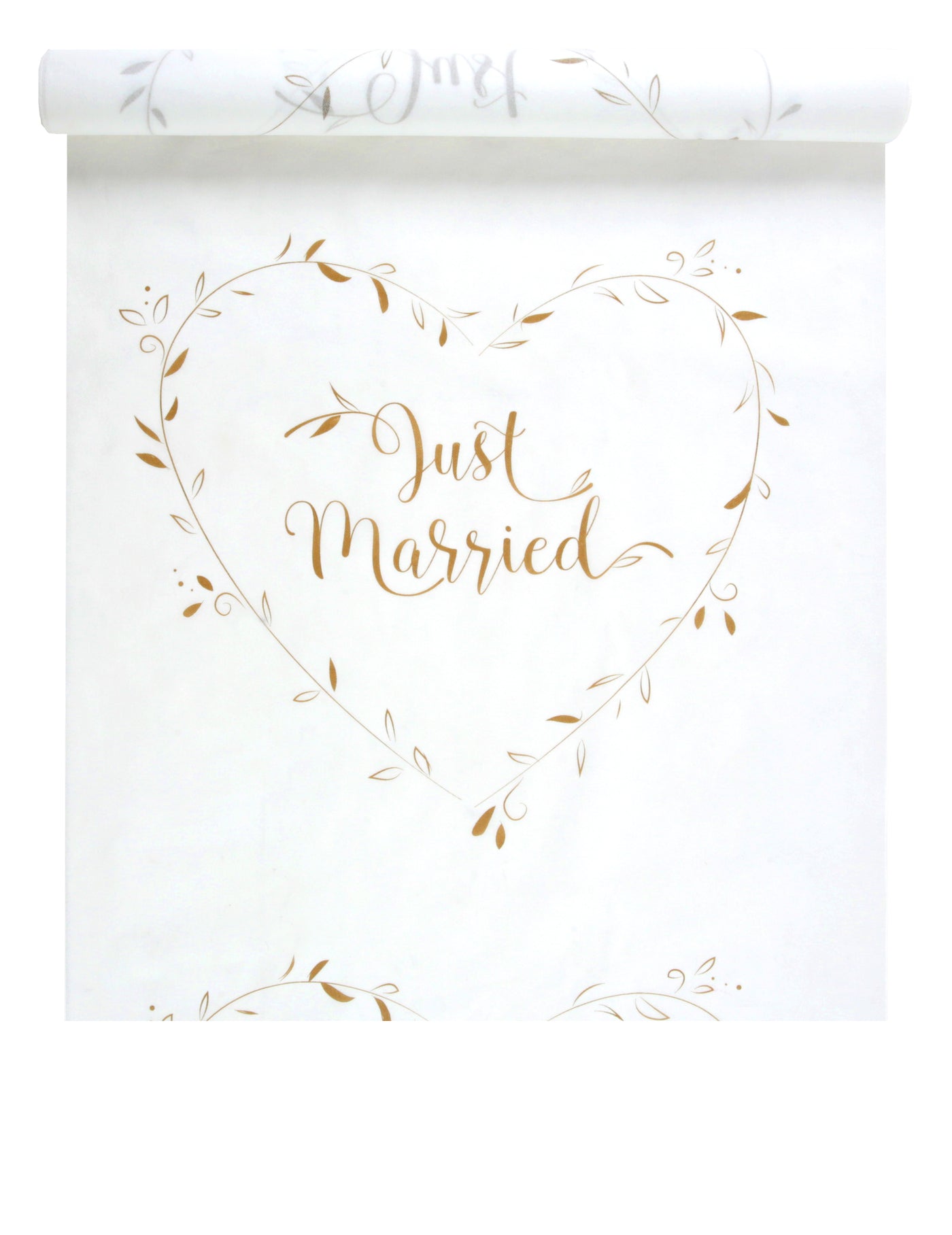 Tapis de cérémonie just married blanc et or 10 m x 75 cm mariage chic