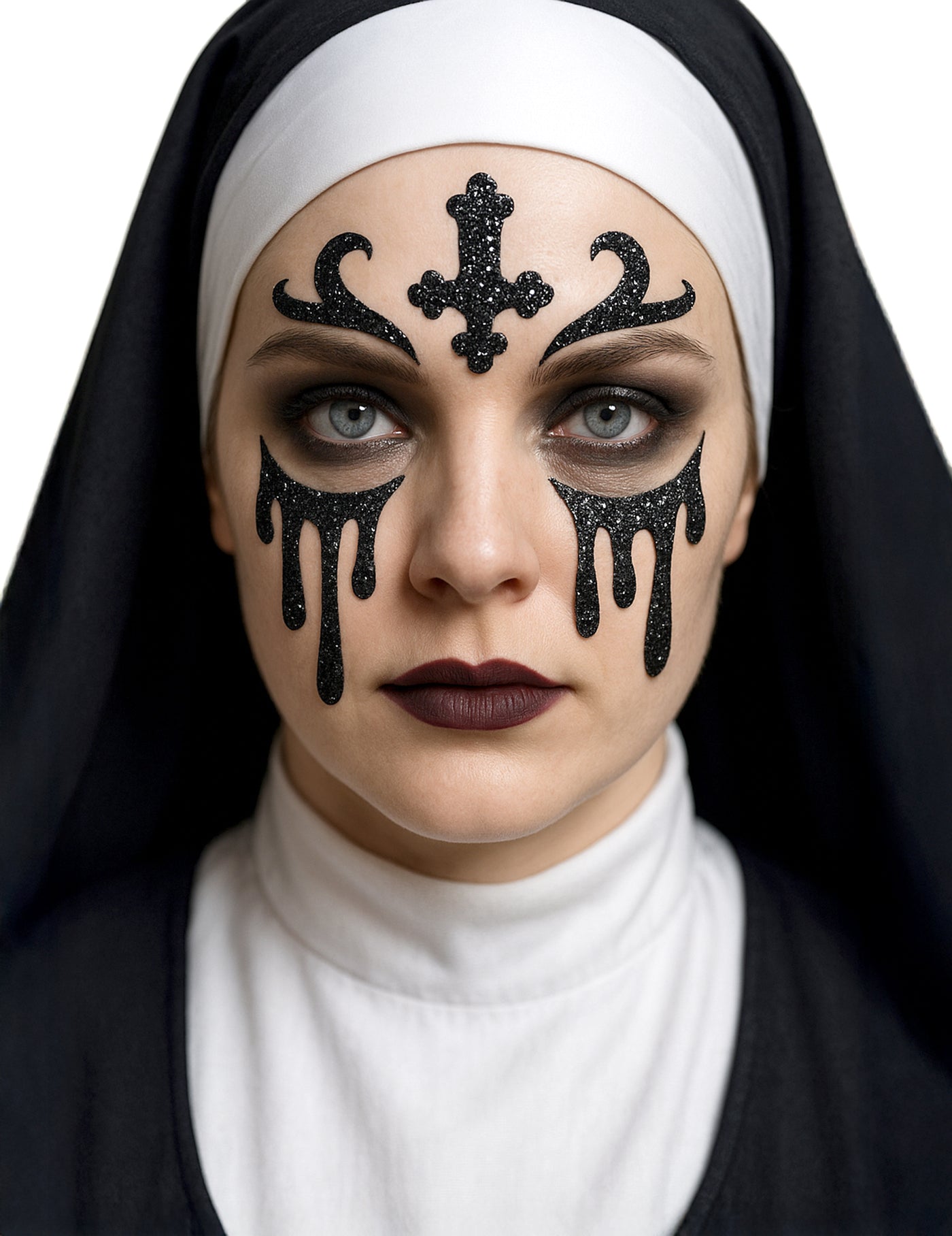 Tatouages pailletés nonne noire