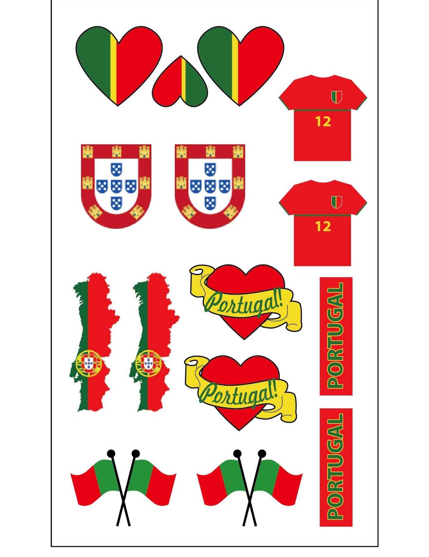 Tatouages temporaires supporter Portugal