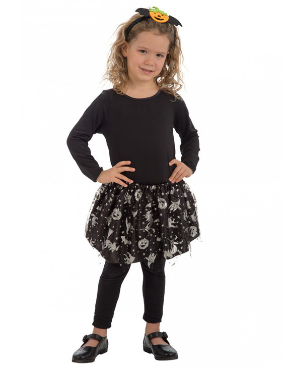 Tutu noir et argent halloween fille