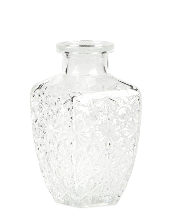 Vase gravure ancienne verre carré 6,5 x 12,5 cm - 250 ml