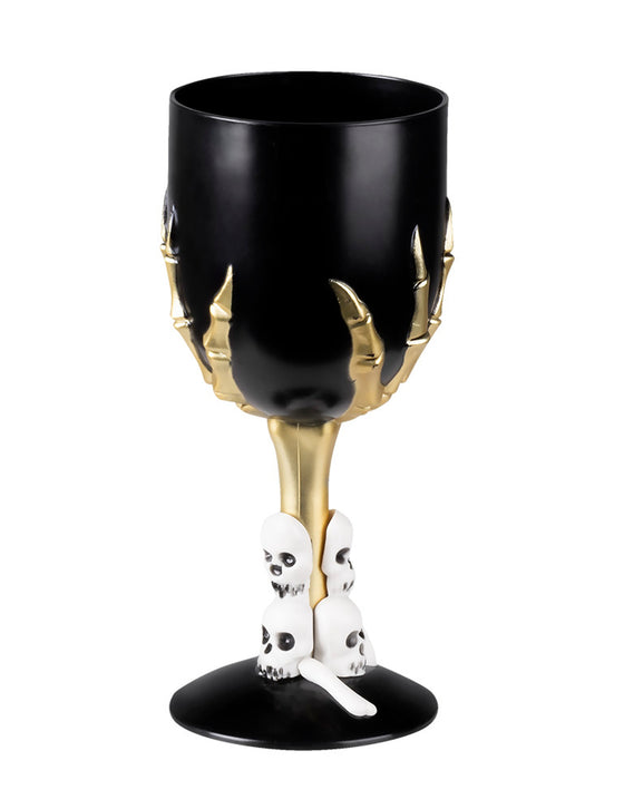 Verre à pied en plastique noir et or Halloween
