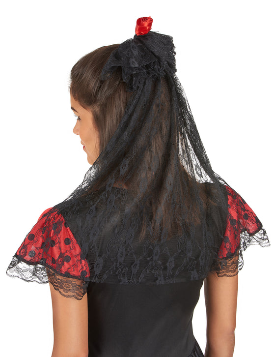 Voile avec rose rouge espagnole femme
