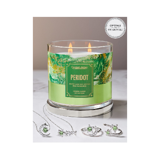 bougie parfumée péridot pierre de naissance bague