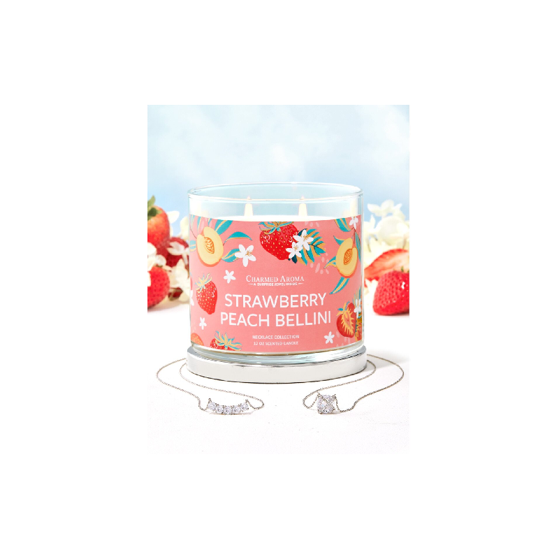 Bougie parfumée fraise pêche bellini (collier)