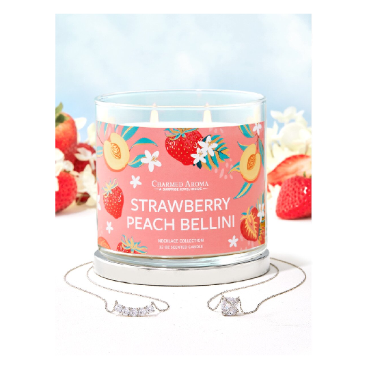 Bougie parfumée fraise pêche bellini (collier)