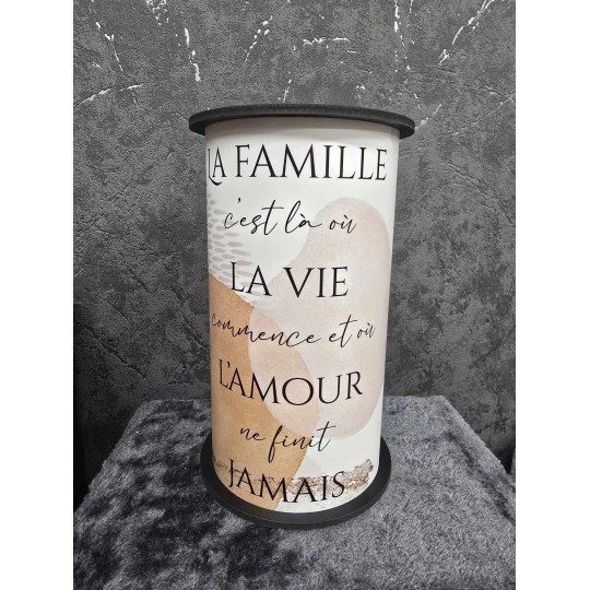 Lumineuse Led "La famille c'est là où la vie commence et où l'amour ne finit jamais"