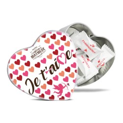 Boîte Coeur Assortiment 4 Couleurs Amandes Chocolat Lait Poudre de Cacao 50g