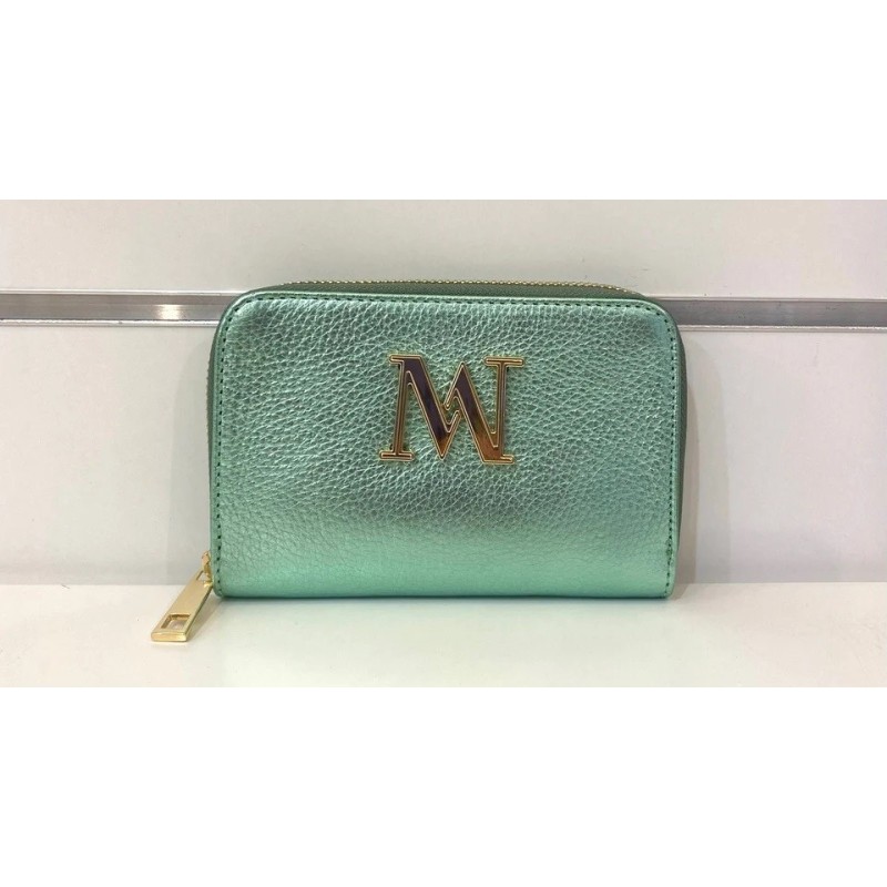 Porte Feuille Vert d'eau Métallique Mondieux Madame ( format petit)