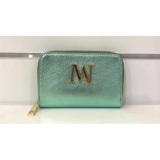 Porte Feuille Vert d'eau Métallique Mondieux Madame ( format petit)