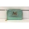 Porte Feuille Vert d'eau Métallique Mondieux Madame ( format petit)