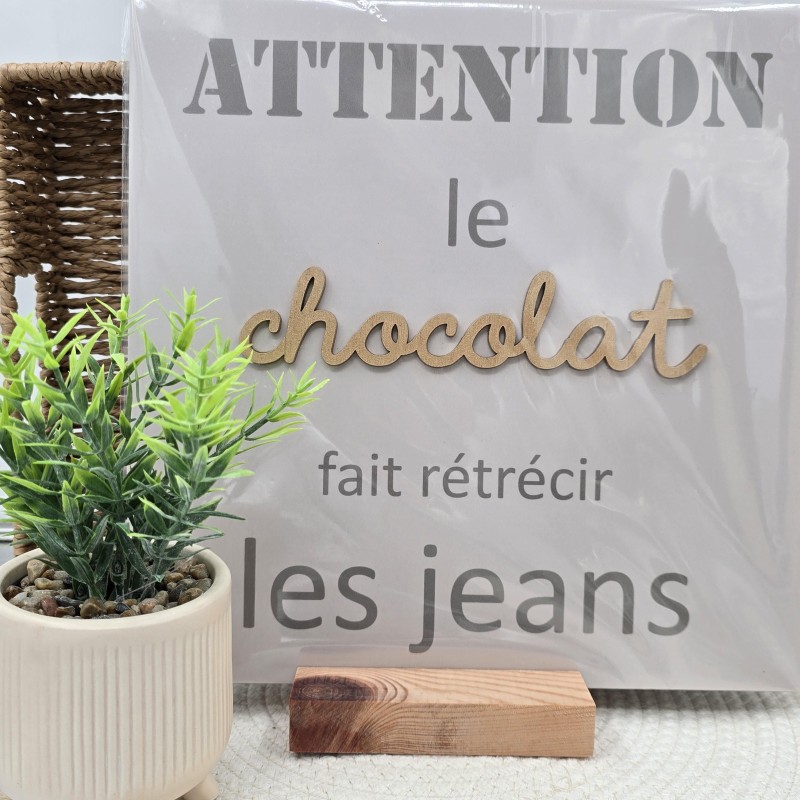 Cadre relief 30/30 " Attention le chocolat fait rétrécir les jeans"