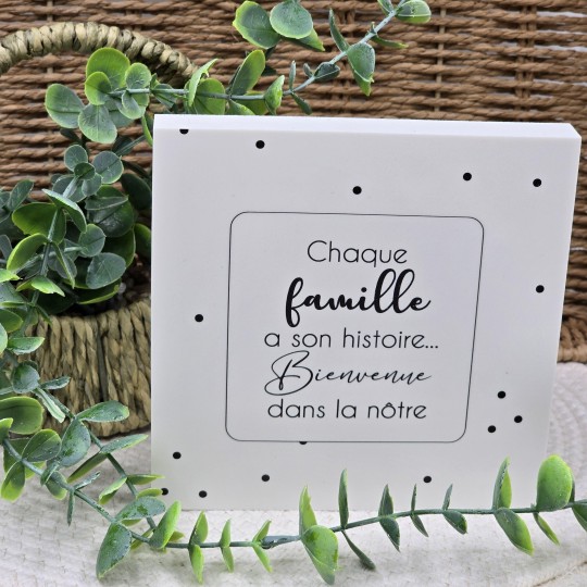 Cadre épais 15/15 "Chaque famille a son histoire... Bienvenue dans la nôtre"