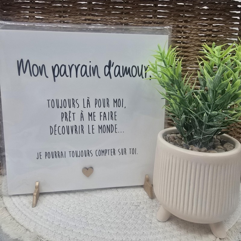Cadre relief 20/20 "Mon parrain d'amour, toujours là pour moi ... Je pourrai toujours compter sur toi."