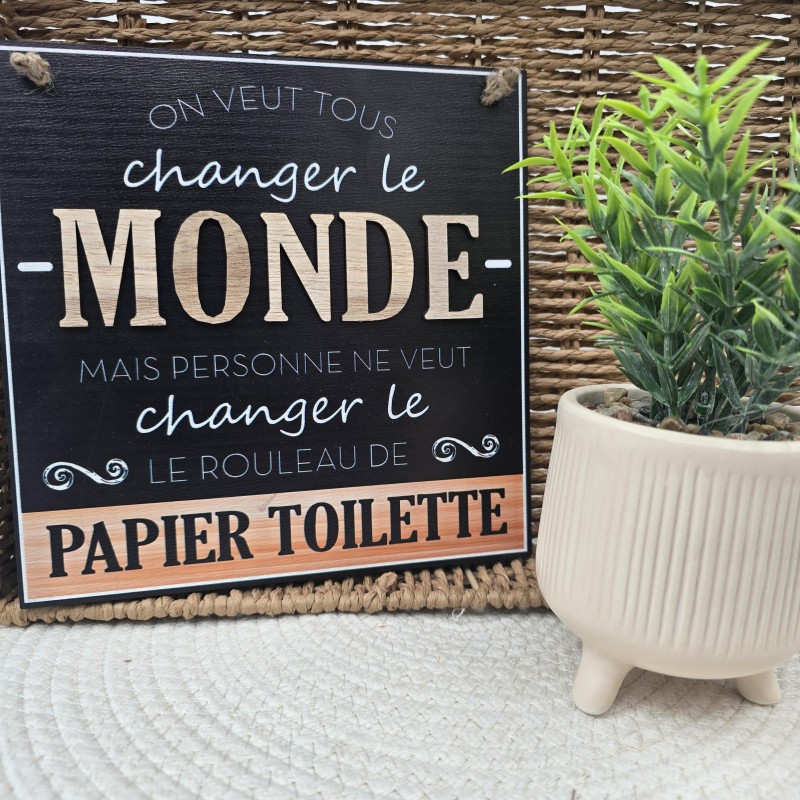 PLAQUE BOIS "LE MONDE" 20X20CMS