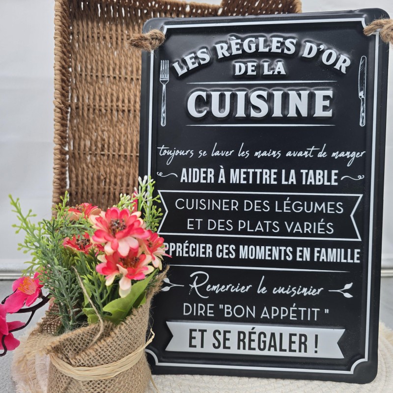 PLAQUE METAL "REGLES...CUISINE"