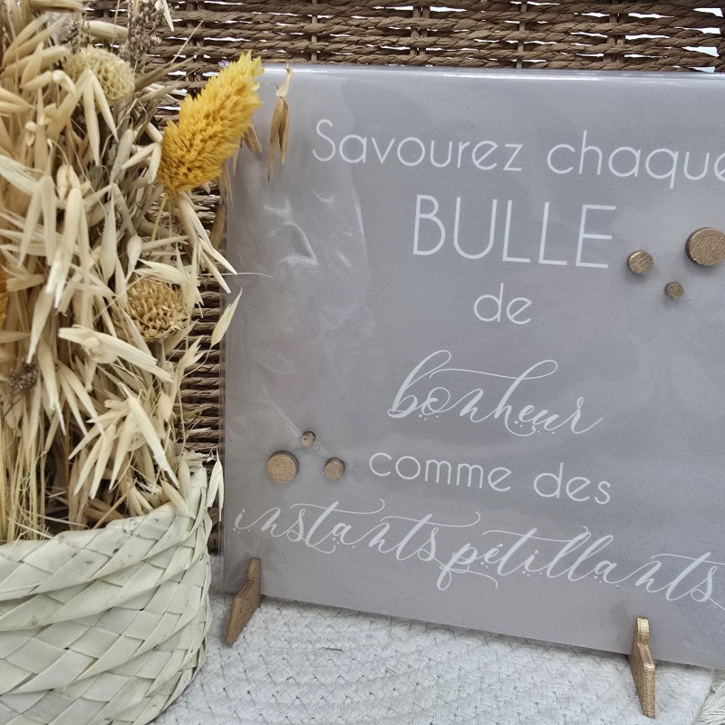 Cadre relief 20/20 "Savourez chaque bulle de bonheur comme des instants pétillants"