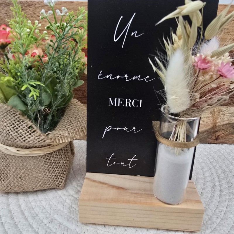 Cadre 10/15 avec fiole fleurie "Un énorme merci pour tout"