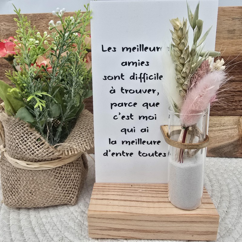 Cadre 10/15 avec fiole fleurie "Les meilleures amies"