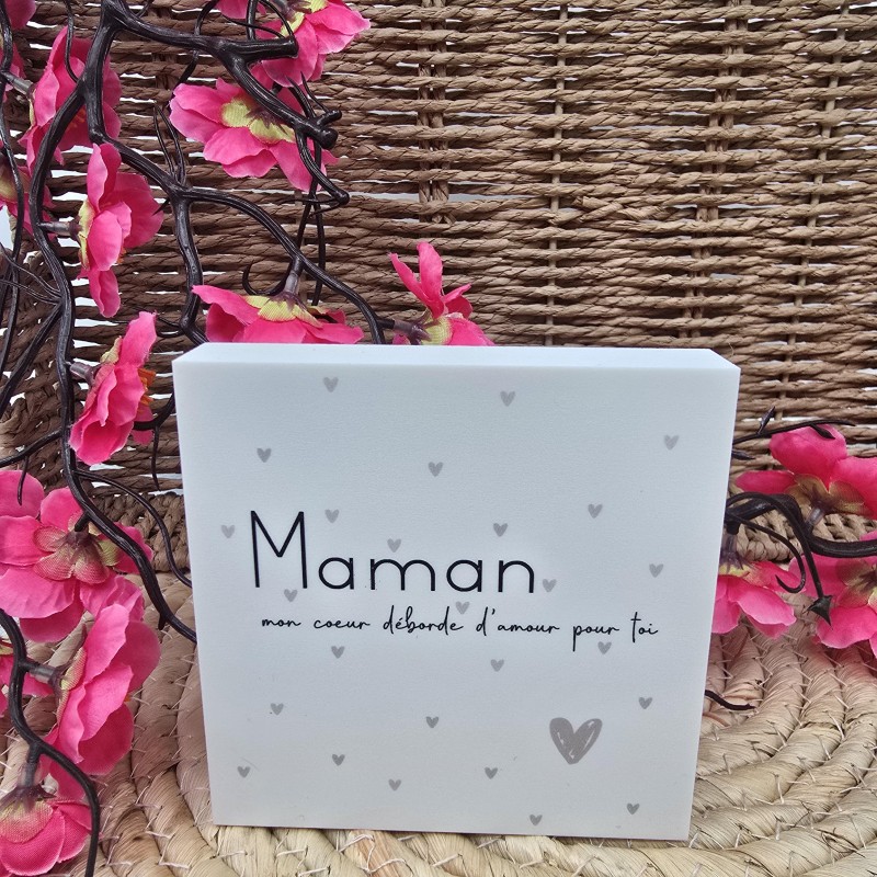 Cadre épais 10/10 "Maman mon cœur déborde d'amour pour toi"