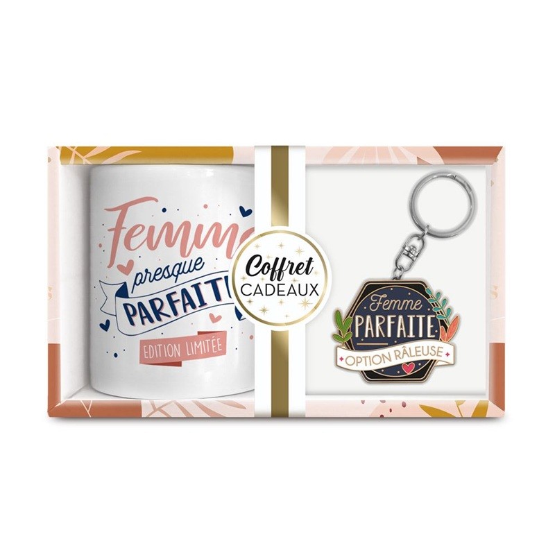 COFFRET MUG PORTE CLE "FEMME PARFAITE"