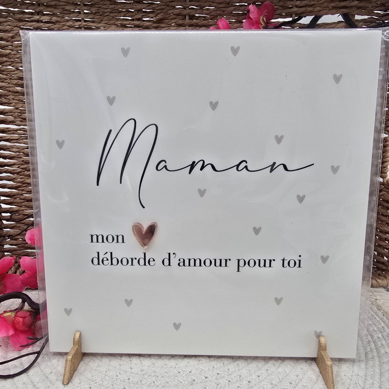 Cadre relief 20/20 "Maman mon ♥ déborde d'amour pour toi"