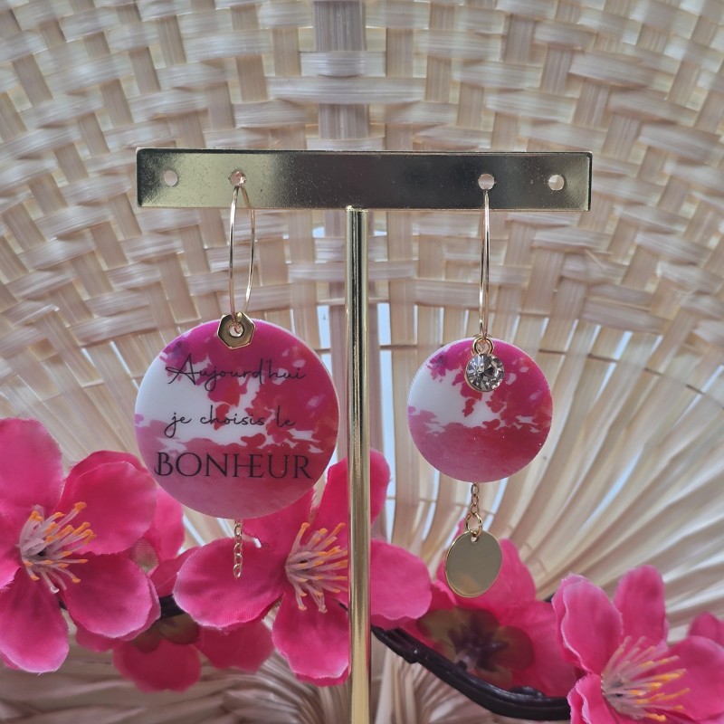 Boucles d'oreilles " Aujourd'hui je choisis le bonheur "