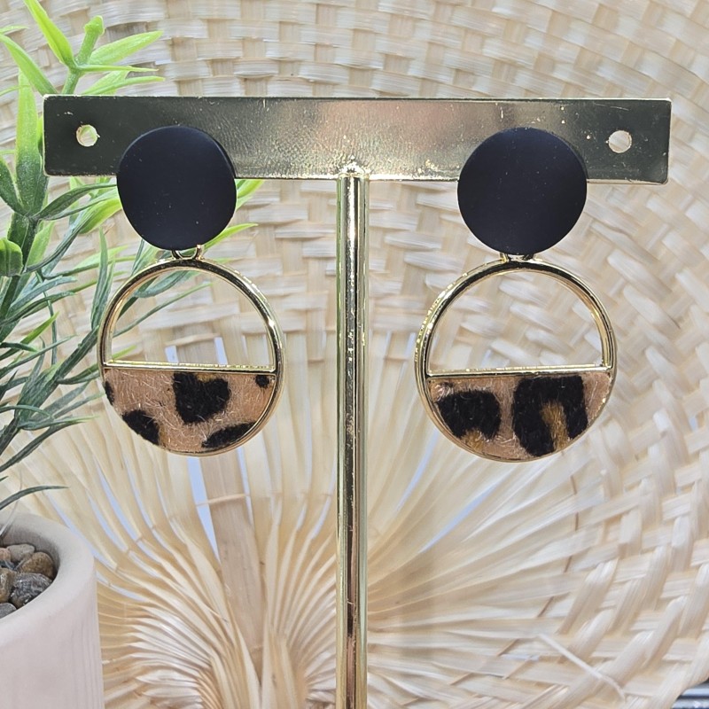Boucles d'oreilles rondes Léopard