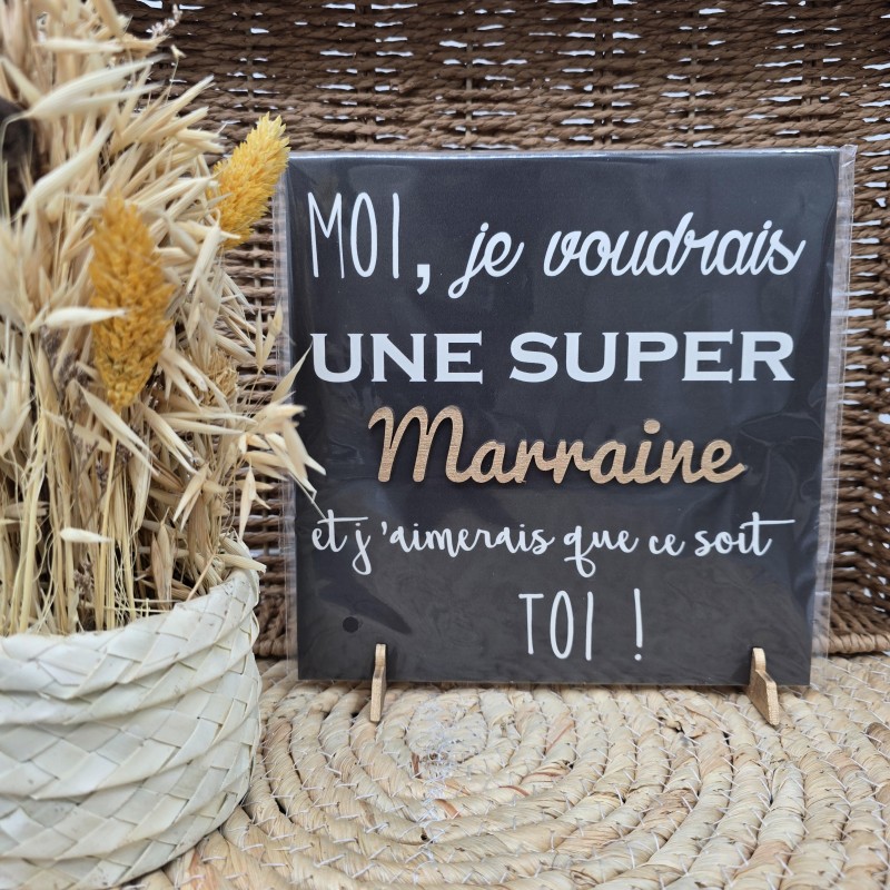Cadre relief 20/20 "Moi je voudrais une super marraine..."