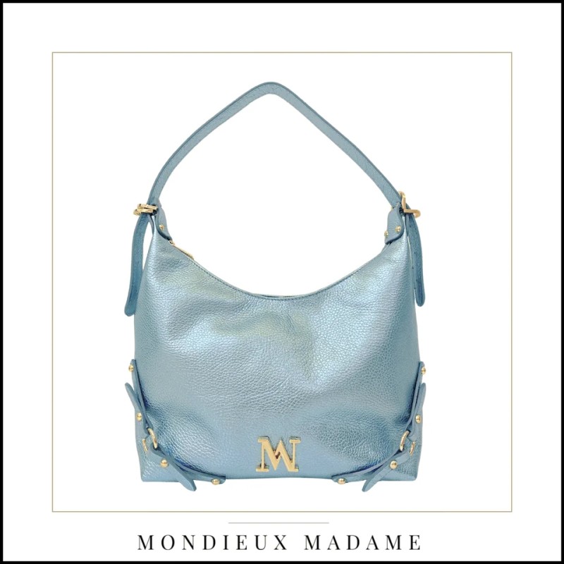 Sac à mains "Diana"bleu métallique Mondieux Madame