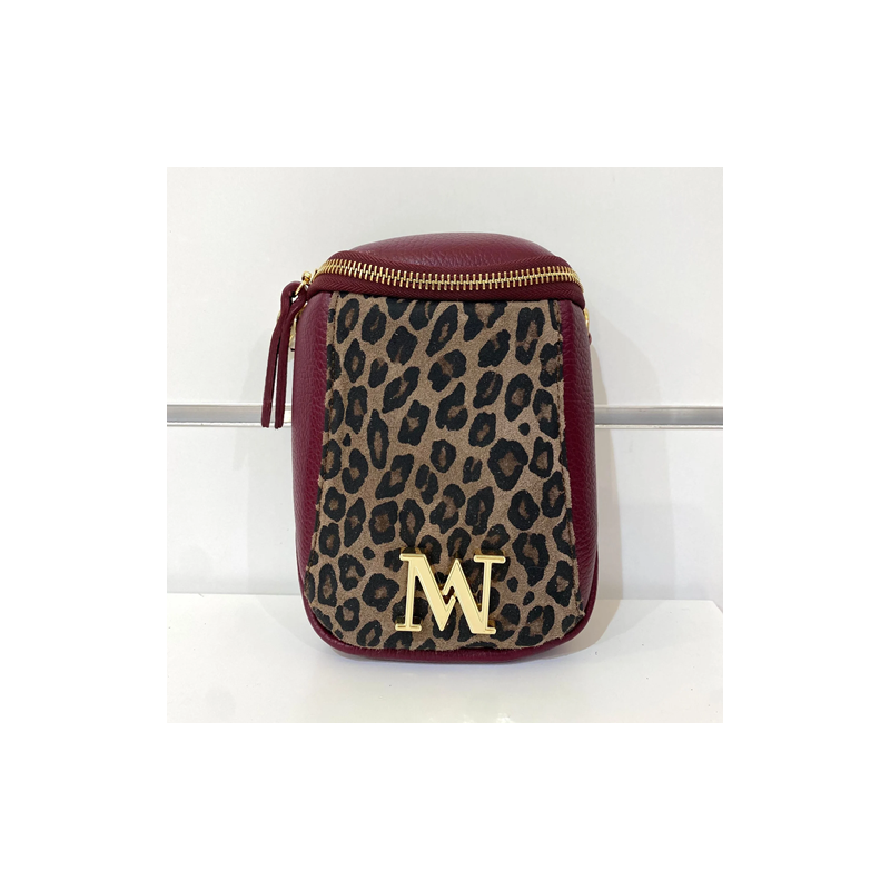 Sac "Lottie" Bordeaux Léopard Mondieux Madame