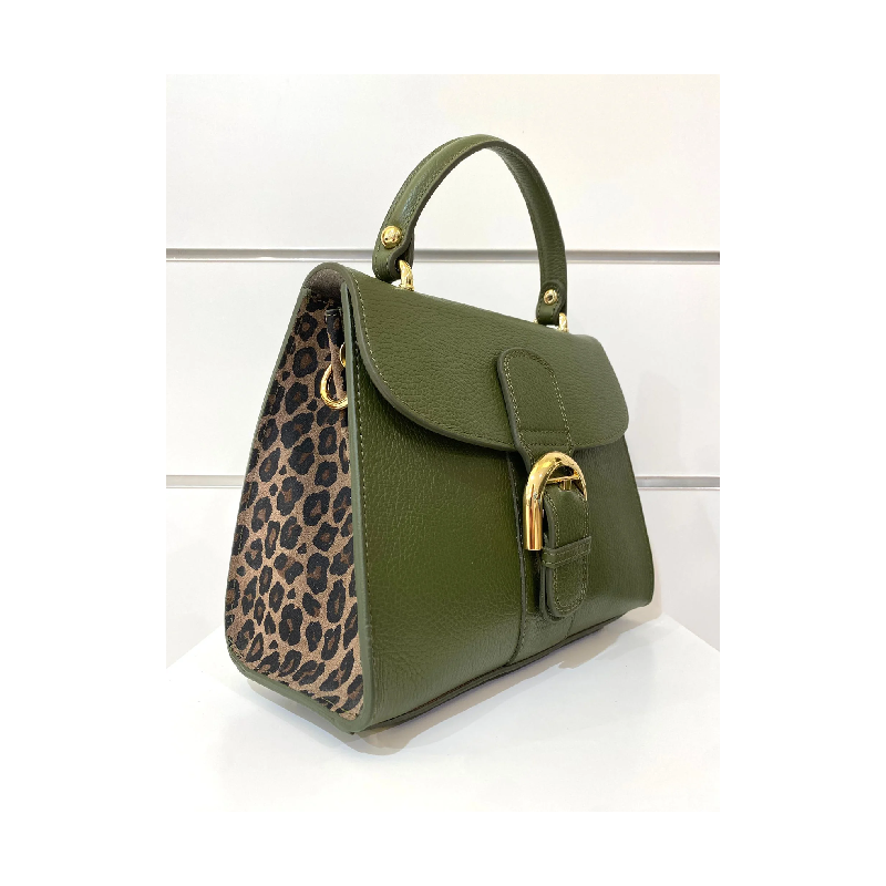 Sac "Delay" Mini Suede Kaki/Léopard Mondieux Madame