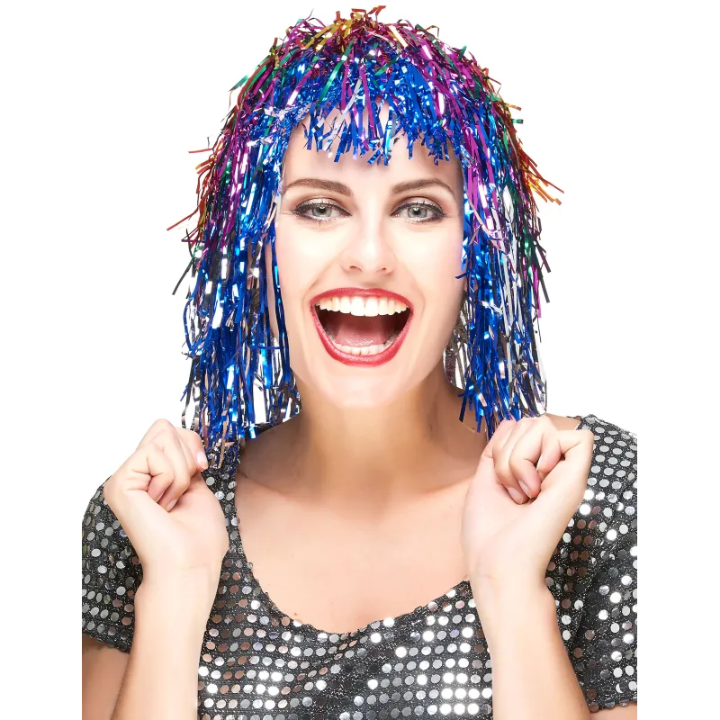 Perruque multicolore métallique adulte