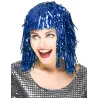 Perruque métallique bleue adulte